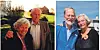 Martin og Oline Glette fotografert i den frodige hagen sin i Sveio sentrum. I bildekanten oppe til venstre skimtar ein litt av den eldste delen av kommunehuset. Biletet til høgre er frå 2018: Her er det sonen og dottera, Kåre Glette og Malene Steinnes, som er tilbake på gamle tomter. Me kan ikkje unngå å sjå familielikskap.