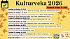 Plakat for Kulturveka 2026 med programtekst, haustlauv og logoar.